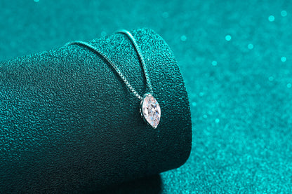 S925 Silver Women's Water Drop Simple Elegant Collarbone Chain Daily Commute Versatile Style Horse Eye Moissanite Necklace