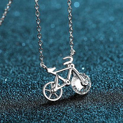 S925 Sterling Silver Moissanite Necklace for Women Simple Cute Bicycle Choker Direct from Manufacturer Internet Celebrity Style Wholesale