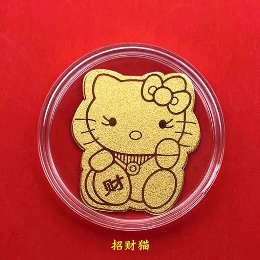 Gold Phone Sticker [Glittering Gold ⭐ Lucky KT Cat]