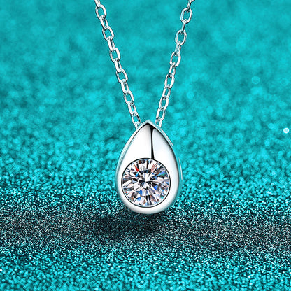 Xindeyi S925 Sterling Silver Moissanite Necklace for Women Water Drop Small Silver Bean Exquisite Pendant High-end Simple Versatile