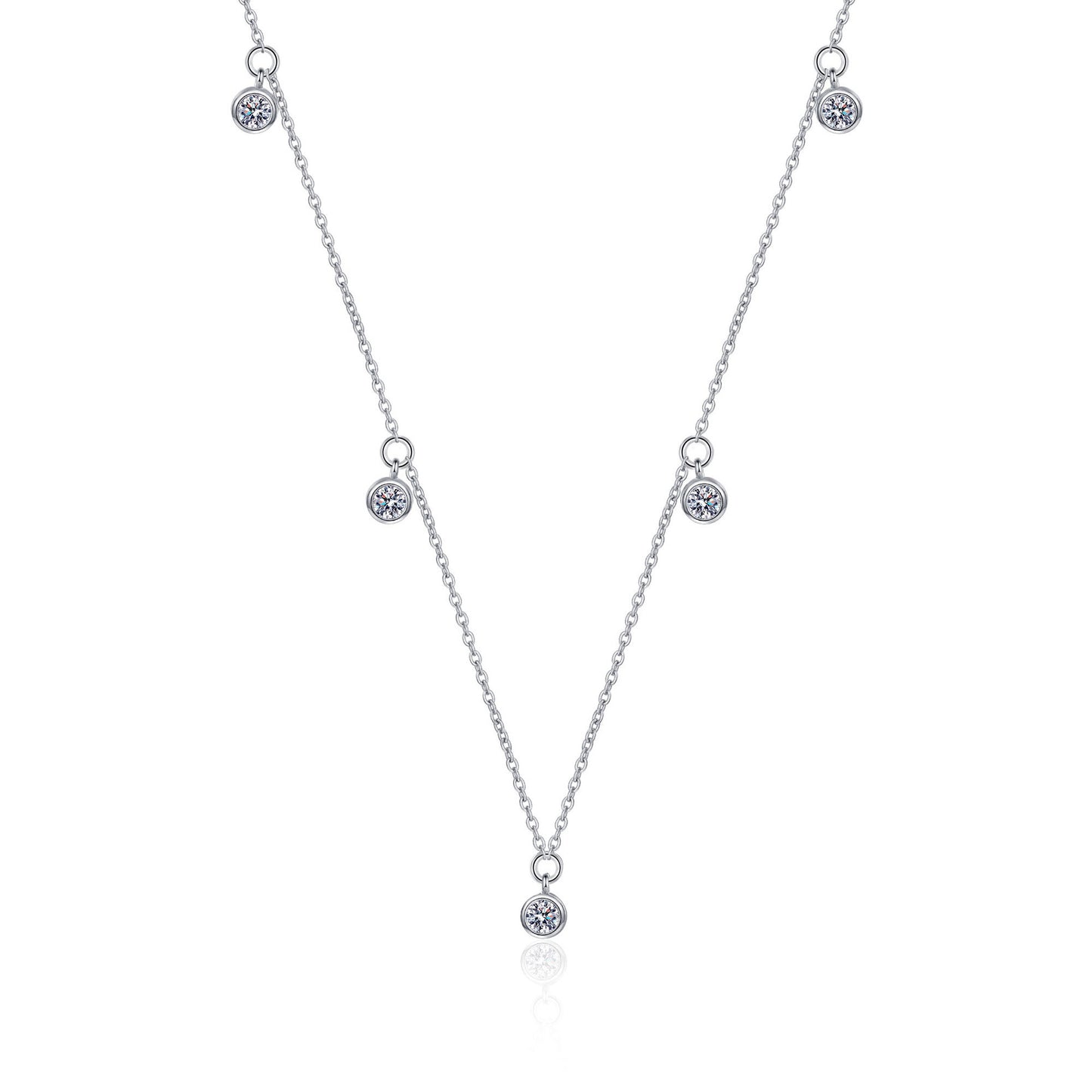 925 Sterling Silver Necklace Moissanite Starry Sky Collarbone Chain PT950 Gold Plated Neck Chain Manufacturer In Stock Wholesale