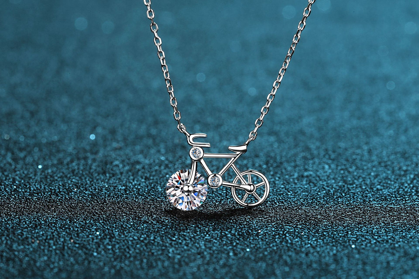 S925 Sterling Silver Moissanite Necklace for Women Simple Cute Bicycle Choker Direct from Manufacturer Internet Celebrity Style Wholesale