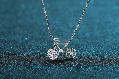 S925 Sterling Silver Moissanite Necklace for Women Simple Cute Bicycle Choker Direct from Manufacturer Internet Celebrity Style Wholesale
