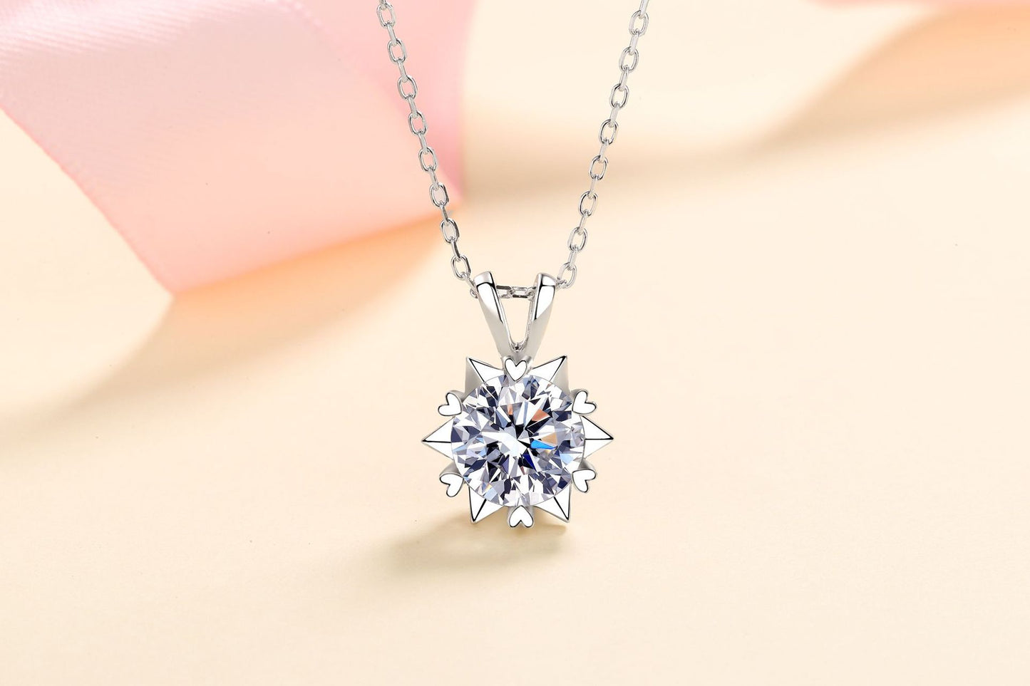 Heart-Shaped Six-Claw S925 Silver Necklace for Women, Hexagram Moissanite Diamond Necklace, Simulated Diamond Jewelry, One Piece Dropshipping