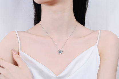 925 Sterling Silver Necklace for Women Sunflower Moissanite Collarbone Chain Plated with PT950 Gold Neck Chain Manufacturer In Stock Wholesale
