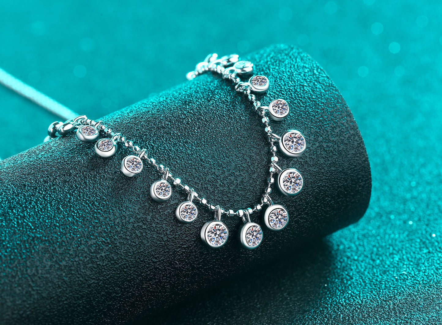 Xindeyi S925 Sterling Silver Full Moissanite Necklace for Women High-end Accessories Light Luxury Gorgeous Fashion European and American Style