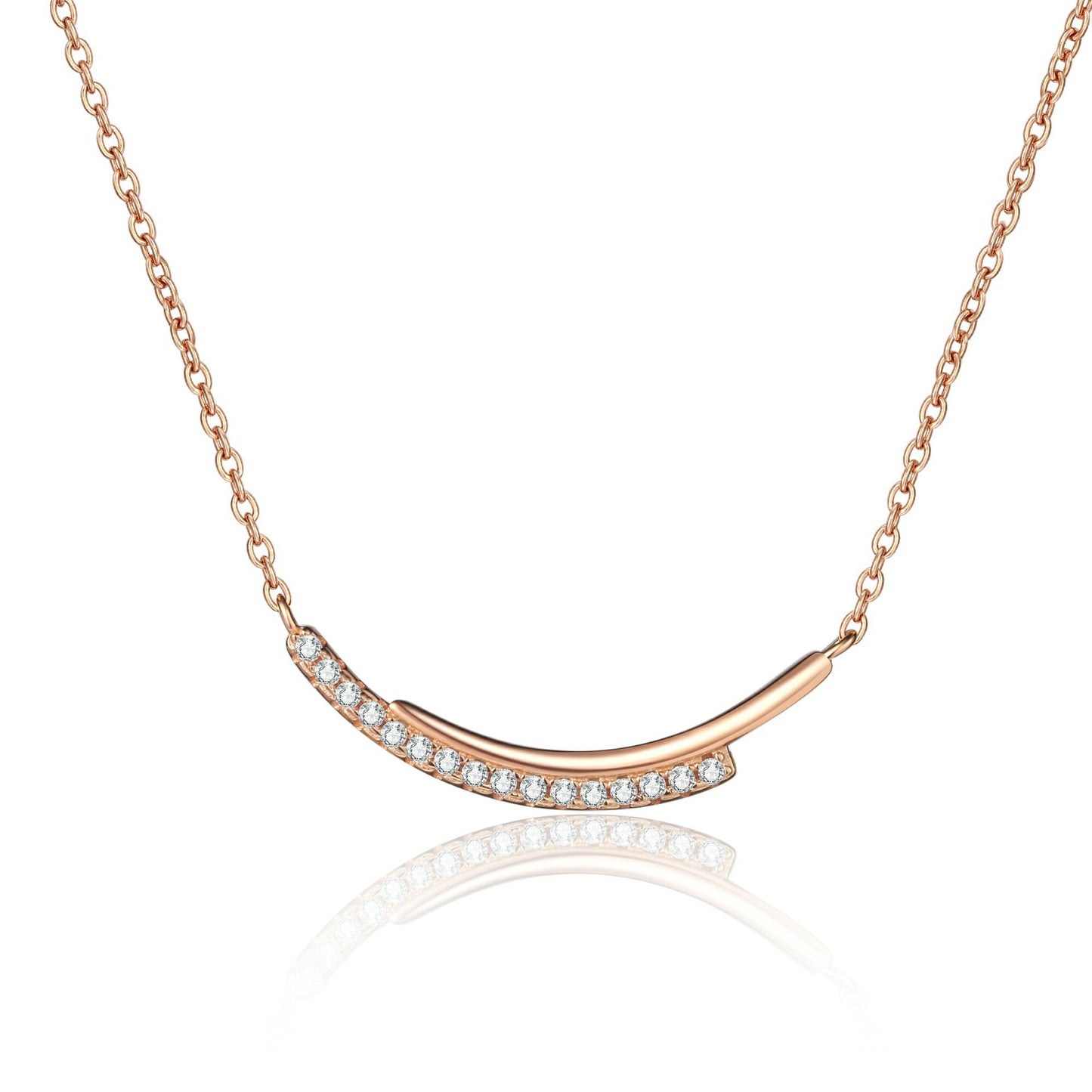 Xindeyi S925 Sterling Silver Moissanite Champagne Gold Necklace for Women Smile Row Diamond Line Chain Simple High-end Cool Style