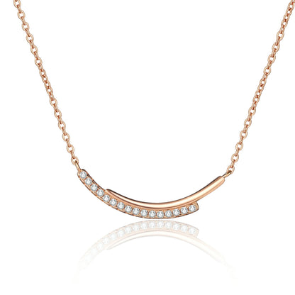 Xindeyi S925 Sterling Silver Moissanite Champagne Gold Necklace for Women Smile Row Diamond Line Chain Simple High-end Cool Style