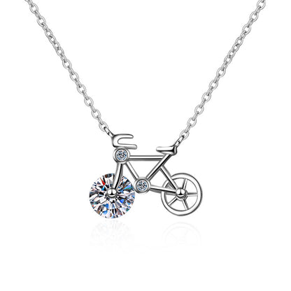 S925 Sterling Silver Moissanite Necklace for Women Simple Cute Bicycle Choker Direct from Manufacturer Internet Celebrity Style Wholesale