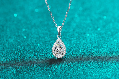 925 Sterling Silver Necklace for Women 5*8 Pear-shaped Moissanite Collarbone Chain Plated with PT950 Gold Cluster Inlay Neck Chain Manufacturer Wholesale