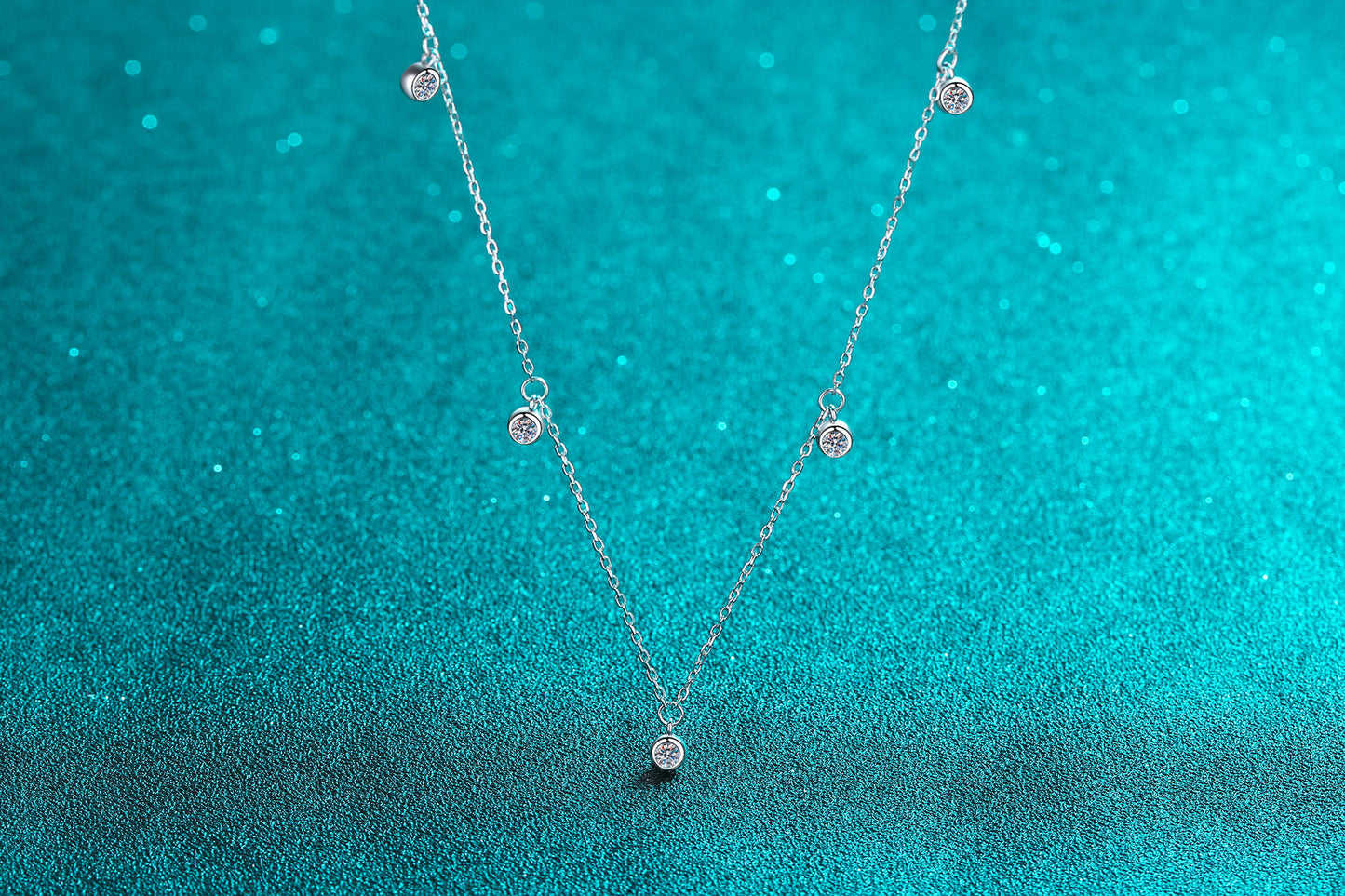 925 Sterling Silver Necklace Moissanite Starry Sky Collarbone Chain PT950 Gold Plated Neck Chain Manufacturer In Stock Wholesale