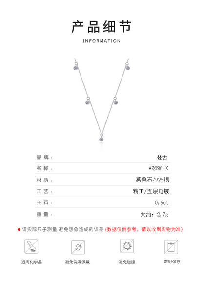 925 Sterling Silver Necklace Moissanite Starry Sky Collarbone Chain PT950 Gold Plated Neck Chain Manufacturer In Stock Wholesale