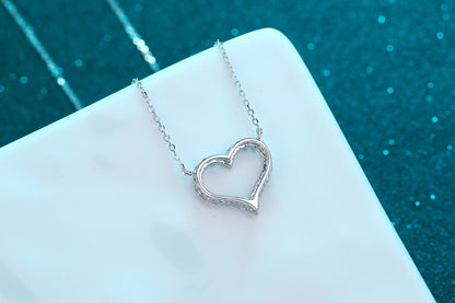 S925 Sterling Silver Plated PT950 Gold Heart Pendant Trendy Necklace Women's Pendant Accessories Wholesale Direct Supply from Manufacturer