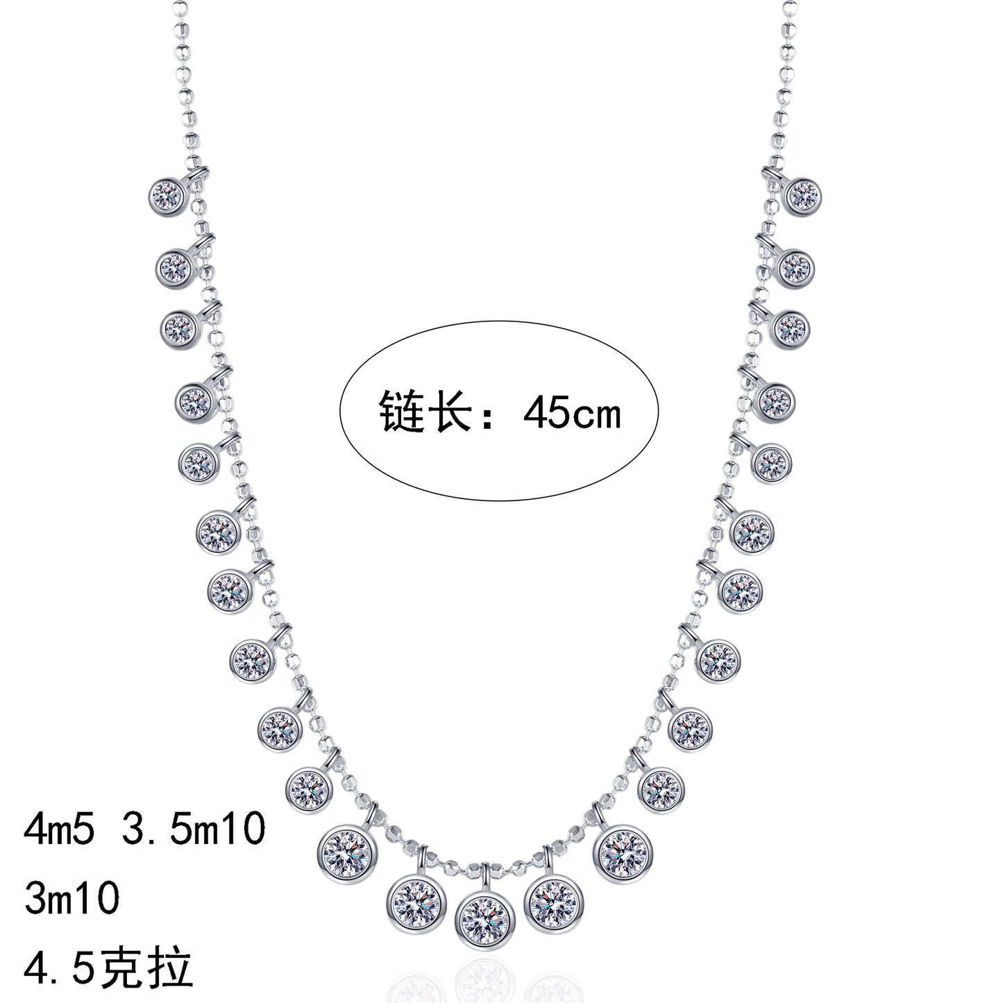 Xindeyi S925 Sterling Silver Full Moissanite Necklace for Women High-end Accessories Light Luxury Gorgeous Fashion European and American Style