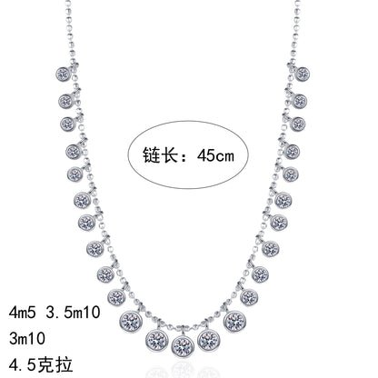 Xindeyi S925 Sterling Silver Full Moissanite Necklace for Women High-end Accessories Light Luxury Gorgeous Fashion European and American Style