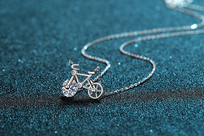 S925 Sterling Silver Moissanite Necklace for Women Simple Cute Bicycle Choker Direct from Manufacturer Internet Celebrity Style Wholesale