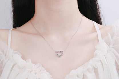 S925 Sterling Silver Plated PT950 Gold Heart Pendant Trendy Necklace Women's Pendant Accessories Wholesale Direct Supply from Manufacturer