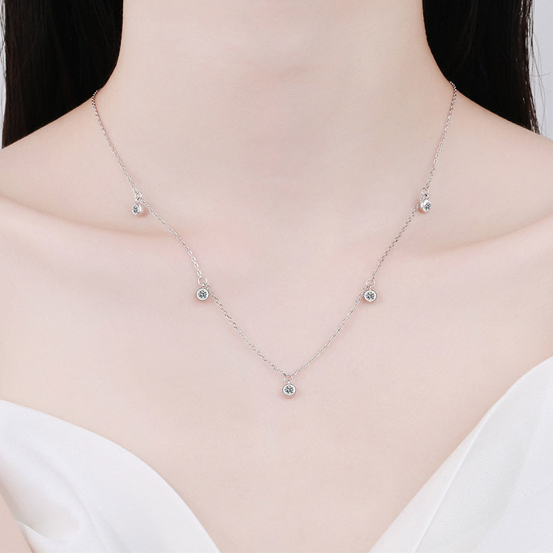 925 Sterling Silver Necklace Moissanite Starry Sky Collarbone Chain PT950 Gold Plated Neck Chain Manufacturer In Stock Wholesale