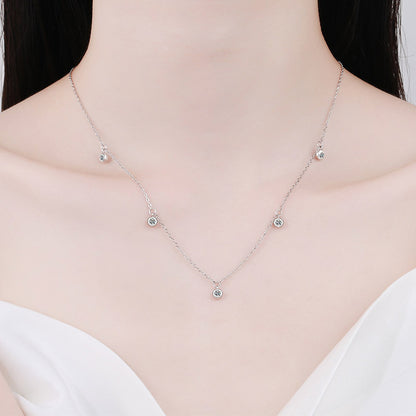925 Sterling Silver Necklace Moissanite Starry Sky Collarbone Chain PT950 Gold Plated Neck Chain Manufacturer In Stock Wholesale