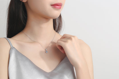 925 Sterling Silver Necklace for Women 1 Carat Moissanite Six-Prong Pendant Necklace Simulated Diamond Collarbone Chain Direct Supply from Manufacturer
