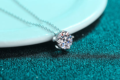 2020 New S925 Sterling Silver Round Pendant Plated with PT950 Moissanite Diamond Necklace for Women Manufacturer Live Supply