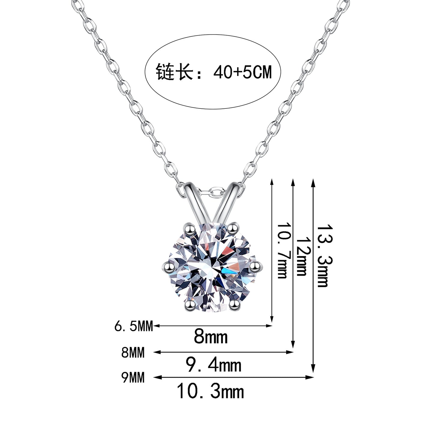 Xindeyi S925 Sterling Silver Moissanite Necklace for Women, Simple Six-Claw Rabbit Ear Pendant, Light Luxury Collarbone Chain, Exquisite