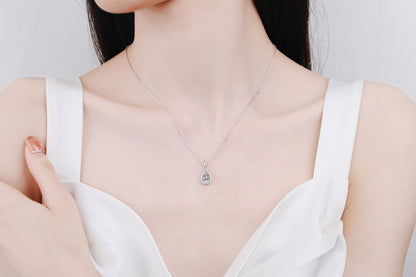 925 Sterling Silver Necklace for Women 5*8 Pear-shaped Moissanite Collarbone Chain Plated with PT950 Gold Cluster Inlay Neck Chain Manufacturer Wholesale