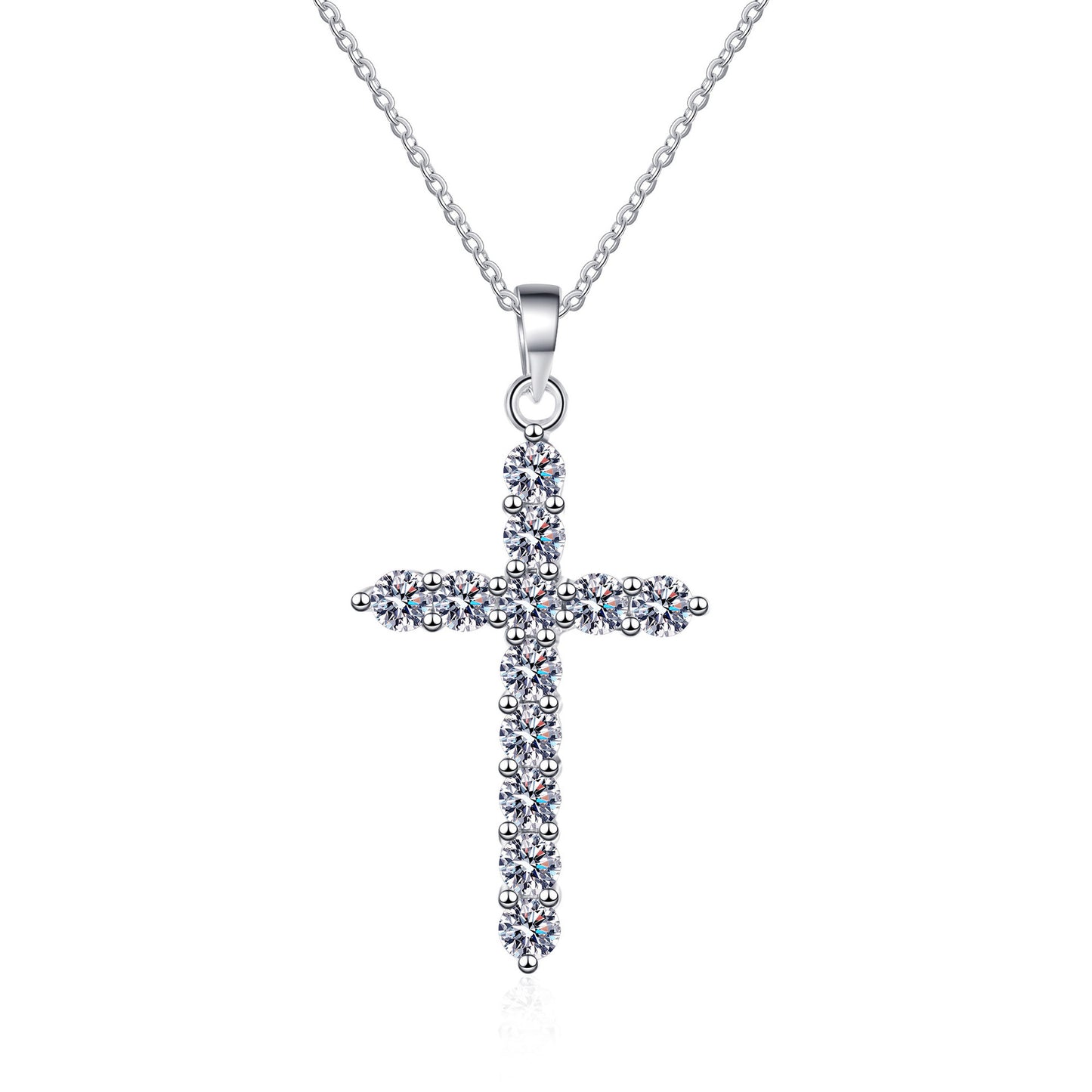 925 Sterling Silver Necklace for Women Moissanite Cross Pendant Necklace Plated with PT950 Gold Clavicle Chain Factory Wholesale