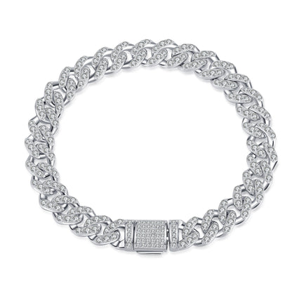 925 Sterling Silver Cuban Chain Moissanite Bracelet