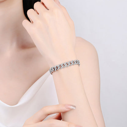 925 Sterling Silver Cuban Chain Moissanite Bracelet