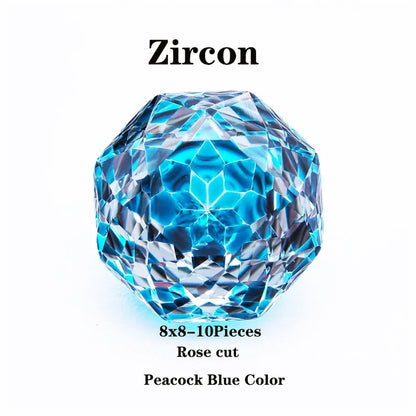 Wholesale Cubic Zirconia Rose Cut Peacock Blue Color DIY Ring Necklace Earrings Main Materials Charms Gemstone Factory Wholesale