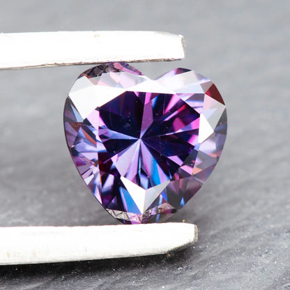 Moissanite Stone Imperial Purple Color Heart Shape Charms Gemstone DIY Advanced Jewelry Rings Earrings Making Certificate