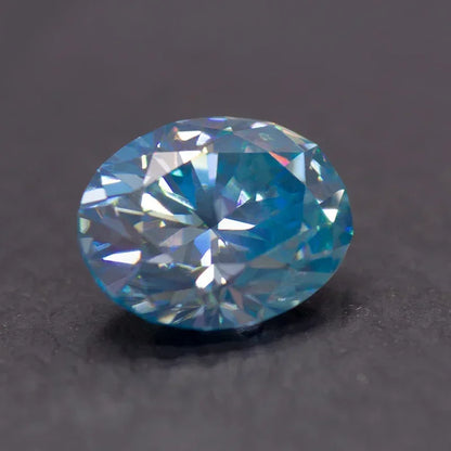 Moissanite Stone Oval Cut Sea Blue Colour Lab Grown Diamond DIY Ring Necklace Earrings Main Materials Comes with GRA Certificate
