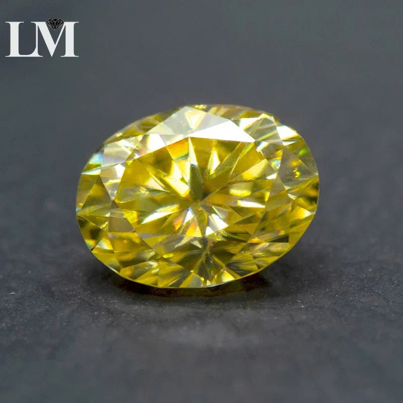 Moissanite Loose Diamond Oval Cut Lemon Yellow Color Lab Grow Gemstone Jewelry Making Materials Comes with GRA Certificate