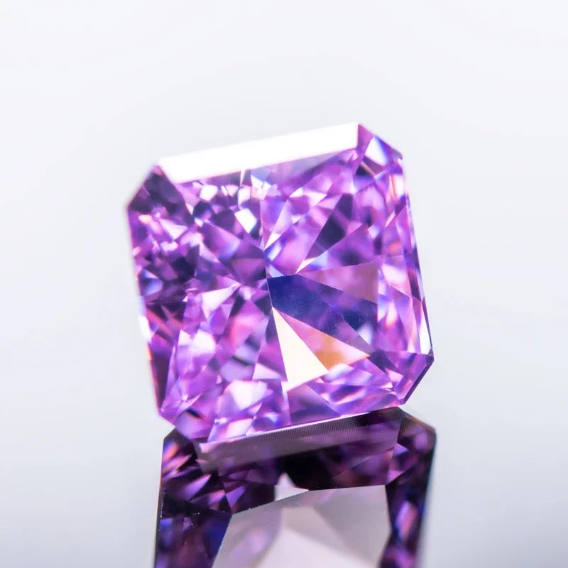 Cubic Zirconia Asscher Shape Purple Color 5A Grade 4k Crushed Ice Cut Charm Beads for DIY Jewelry Making Necklace Ring Materials 