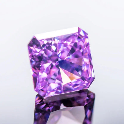 Cubic Zirconia Asscher Shape Purple Color 5A Grade 4k Crushed Ice Cut Charm Beads for DIY Jewelry Making Necklace Ring Materials 
