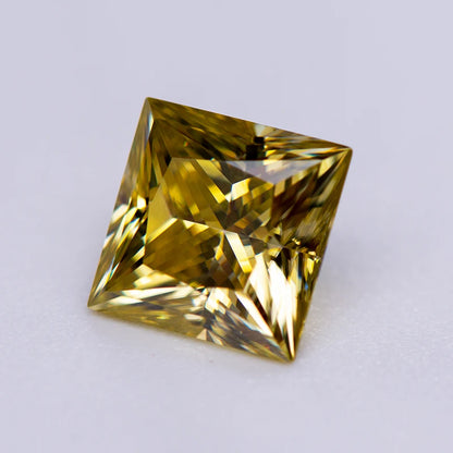 Moissanite Gemstone Princess Cut Lemon Yellow color Lab Grown Diamond Advanced Jewelry Making Materials with GRA Certificate