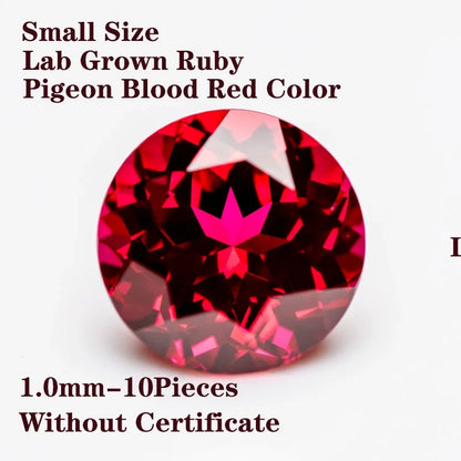 Lab Grown Ruby Pigeon Blood Red Color Round Shaped Small Size Charm Gemstone Advanced Jewelry Rings Earrings Making 