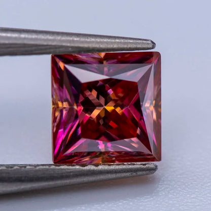 Moissanite Gemstone Princess Cut Watermelon Red color Lab Grown Diamond Advanced Jewelry Making Materials with GRA Certificate