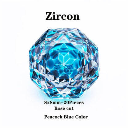 Wholesale Cubic Zirconia Rose Cut Peacock Blue Color DIY Ring Necklace Earrings Main Materials Charms Gemstone Factory Wholesale