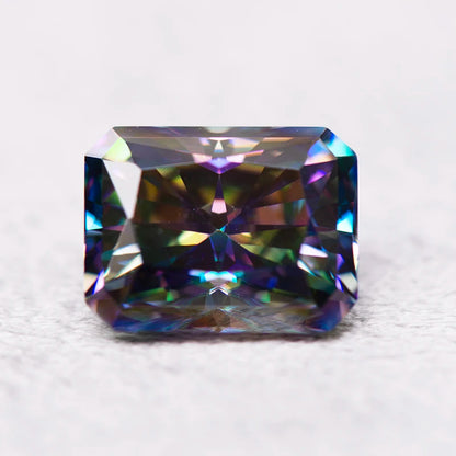 Wholesale Moissanite Stone Rainbow Green Color Radiant Cut for Jewely Making DIY Ring Necklace Earrings with GRA Certificate
