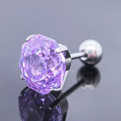 Cubic Zirconia Stainless Steel Earring Rose Cut Lavender Color 8.0mm Jewelry for Women Wholesale 4 Prong Tragus Earrings