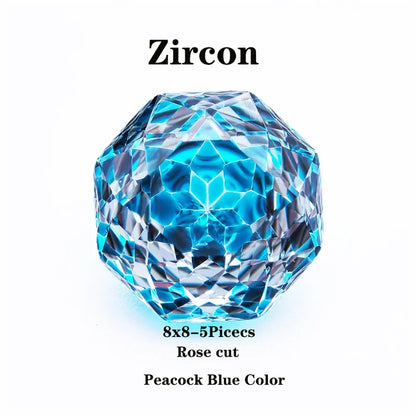 Wholesale Cubic Zirconia Rose Cut Peacock Blue Color DIY Ring Necklace Earrings Main Materials Charms Gemstone Factory Wholesale