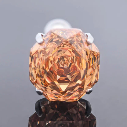 Cubic Zirconia Stainless Steel Earring Rose Cut Deep Champagne Color 8.0mm Jewelry for Women Wholesale 4 Prong Tragus Earrings