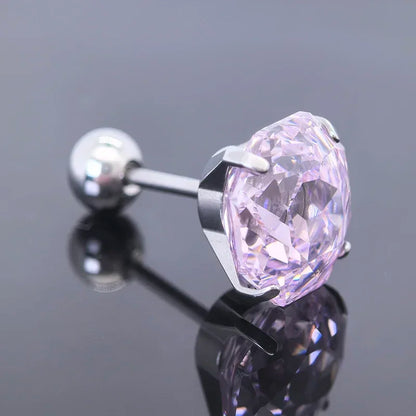 Cubic Zirconia Stainless Steel Earring Rose Cut Light Pink Color 8.0mm Jewelry for Women Wholesale 4 Prong Tragus Earrings