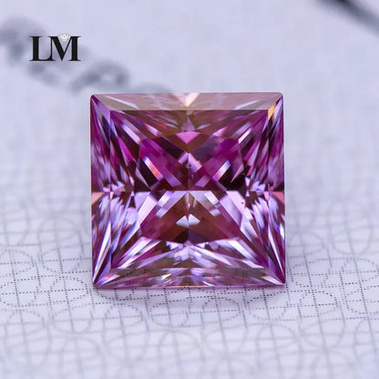 Moissanite Gemstone Princess Cut Sakura Pink color Lab Grown Diamond Advanced Jewelry Making Materials with GRA Certificate