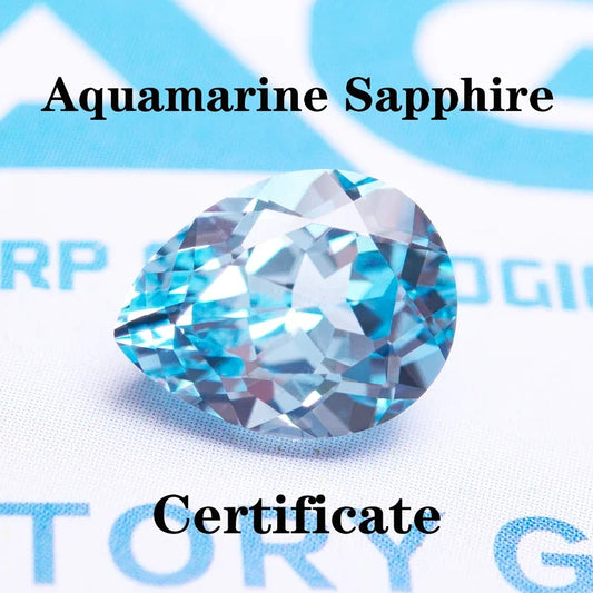 Lab Grown Sapphire Pear Cut Aquamarine Extremely Shiny Quality DIY Ring Necklace Earrings Main Materials AGL Certificate 