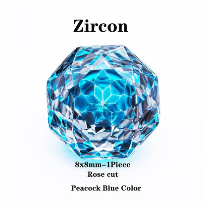 Wholesale Cubic Zirconia Rose Cut Peacock Blue Color DIY Ring Necklace Earrings Main Materials Charms Gemstone Factory Wholesale