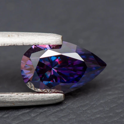 Moissanite Pear Cut Imperial Purple Colored Lab Diamond Lab Grown Gem Advanced Jewelry Making Materials with GRA Certificate 