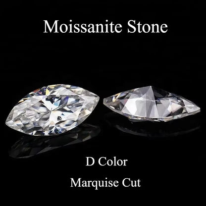 Moissanite Stone D Color Marquise Cut VVS1 GRA Certified Lab Grown Gemstone Passed Diamond Tester Charms Woman Jewelry Making 